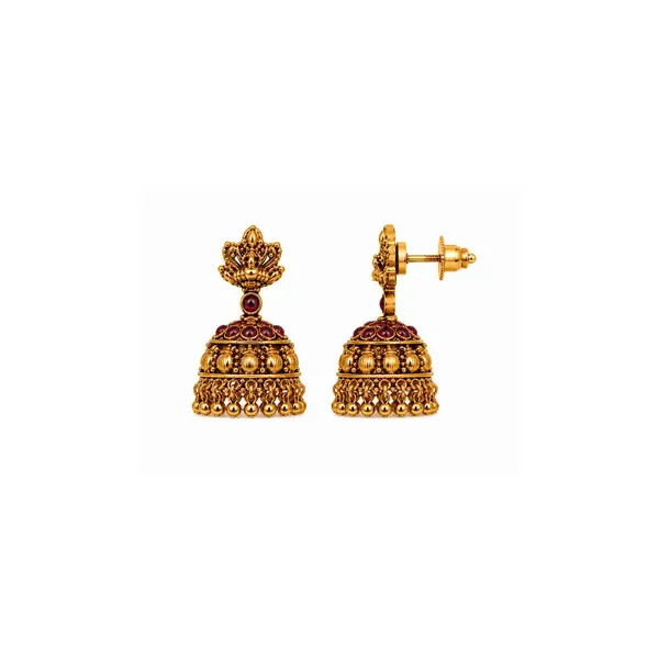 Everyday_Minimal_Short_Necklace_Set_Gold_Plated_Ethnic_Style_K_1565_Red