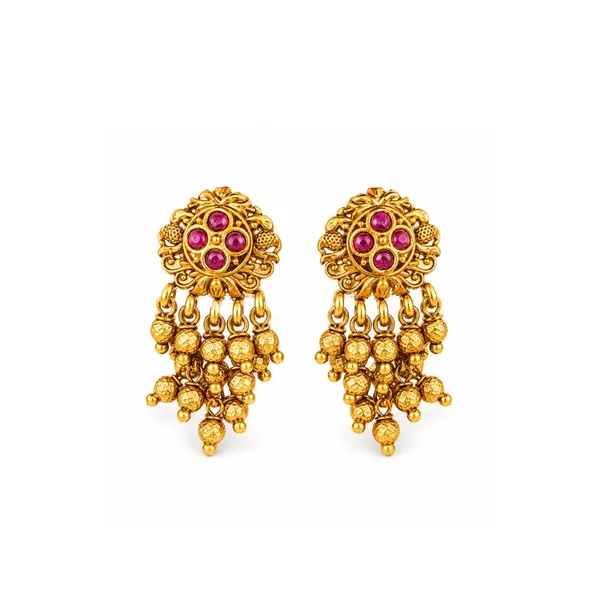 Minimalist_Temple_Bali_Earrings_Gold_Plated_Ruby_Emerald_Design_R_2155_Gold_Red