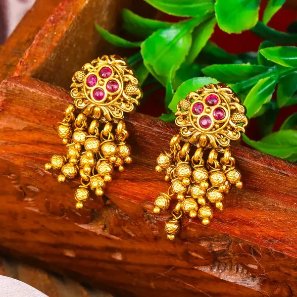 Minimalist_Temple_Bali_Earrings_Gold_Plated_Ruby_Emerald_Design_R_2155_Gold_Red