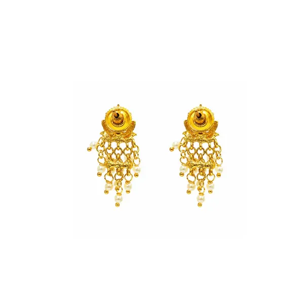 South_Indian_Temple_Bali_Earrings_Minimalist_Pearl_Cluster_Look_T_73_Gold_Red