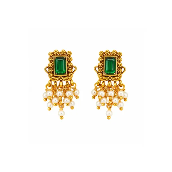 Heritage_Temple_Pearl_Bali_Earrings_Ruby_Emerald_Stud_Detail_R_2161_Green