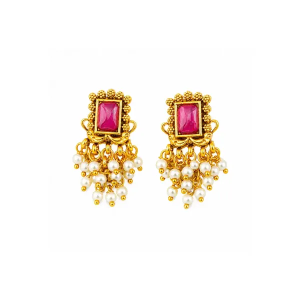 Heritage_Temple_Pearl_Bali_Earrings_Ruby_Emerald_Stud_Detail_R_2161_Green