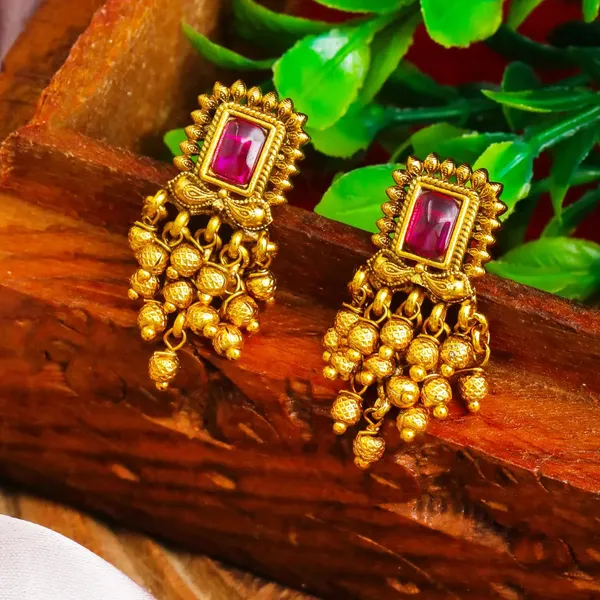 Minimal_Gold_Plated_Temple_Bali_Traditional_Yet_Trendy_Earrings_R_2159_Red