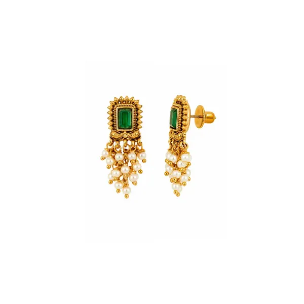 Minimal_Gold_Plated_Temple_Bali_Traditional_Yet_Trendy_Earrings_R_2159_Green