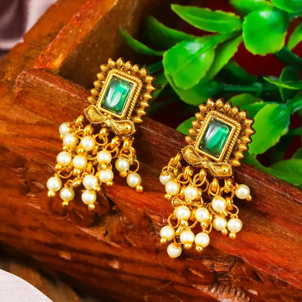 Minimal_Gold_Plated_Temple_Bali_Traditional_Yet_Trendy_Earrings_R_2159_Green