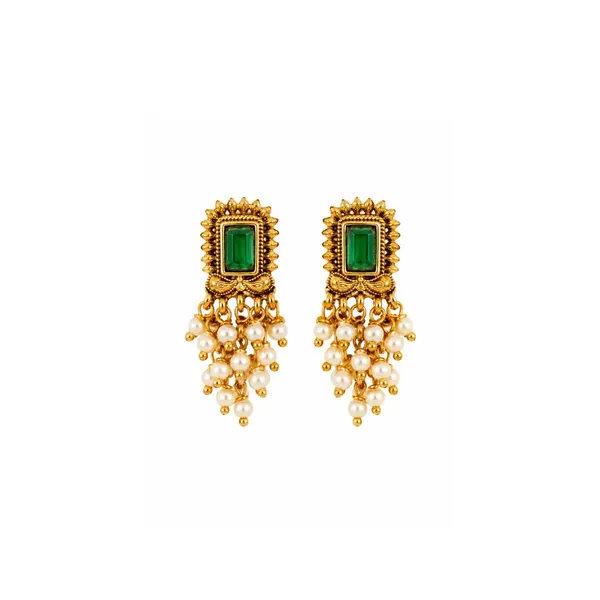 Minimal_Gold_Plated_Temple_Bali_Traditional_Yet_Trendy_Earrings_R_2159_Green