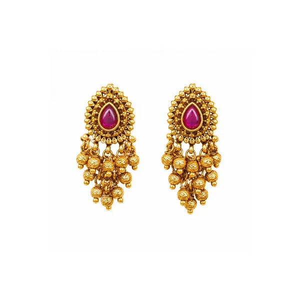 Elegant_Minimal_Temple_Bali_Earrings_Gold_Plated_Ruby_Pearl_Design_R_2153_Gold_Red