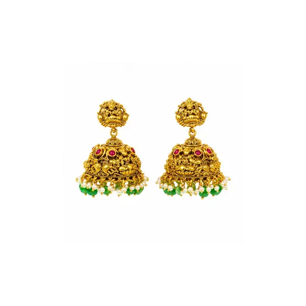 Temple_Jewellery_Pendant_Set_With_Laxmi_Design_Gold_Plated_Bridal_Style_J_1370_Red
