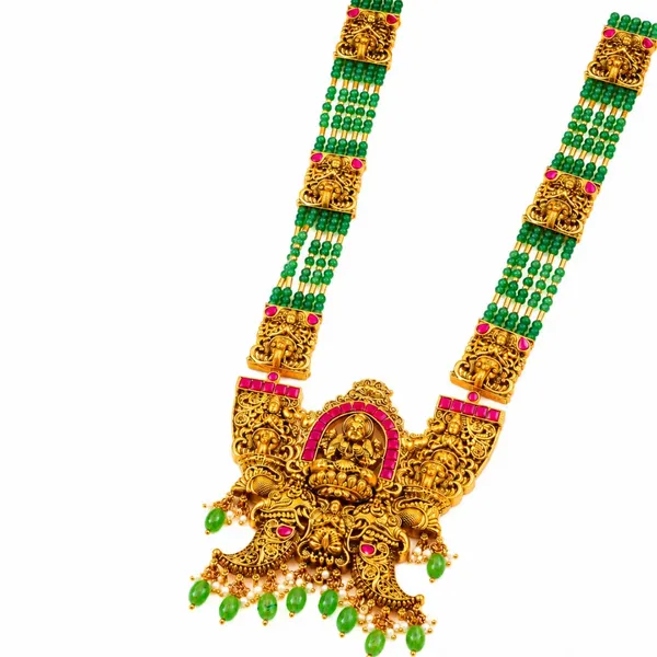 South_Indian_Temple_Jewellery_Pendant_Set_With_Laxmi_Motif_J_1371_Red
