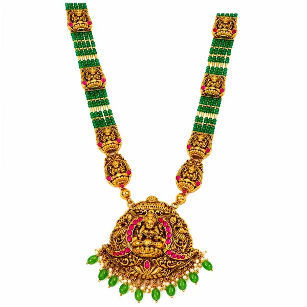Bridal_Temple_Jewellery_Pendant_Set_Laxmi_Design_Gold_Look_J_1372_Red