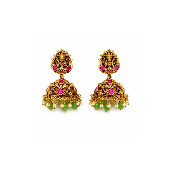 Bridal_Temple_Jewellery_Pendant_Set_Laxmi_Design_Gold_Look_J_1372_Red