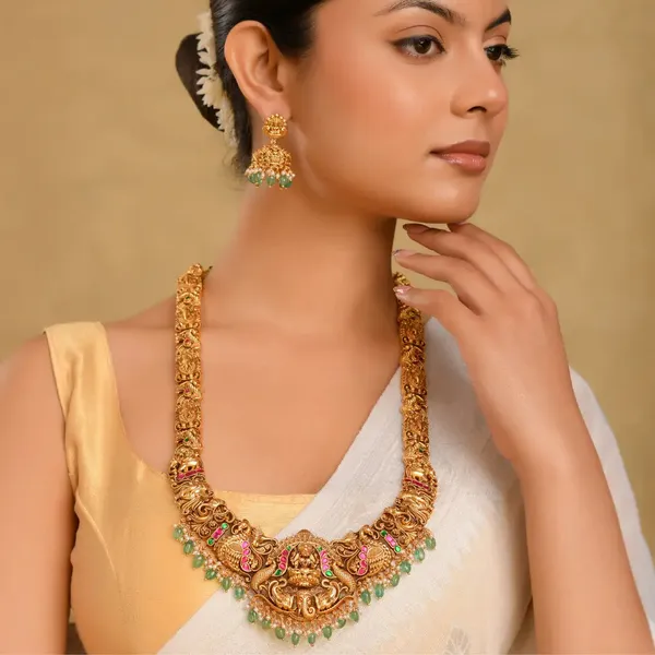 Laxmi_Design_Temple_Jewellery_Long_Necklace_Set_South_Indian_Bridal_J_1243_Green
