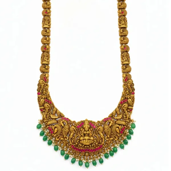 Traditional_Bridal_Temple_Jewellery_Long_Necklace_Set_Laxmi_Motif_J_1241_Red