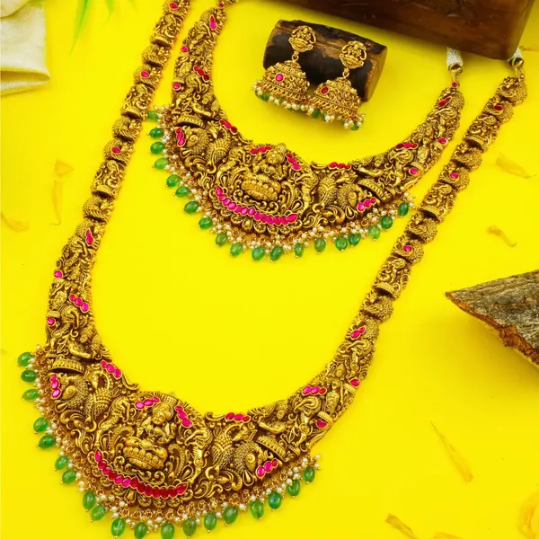 Heritage_Temple_Jewellery_Bridal_Combo_Set_Laxmi_Design_Gold_Look_J_1240n_Red