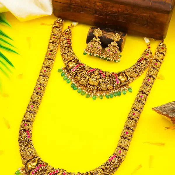 Traditional_South_Indian_Temple_Jewellery_Combo_Set_With_Laxmi_Motif_J_1236n_Red