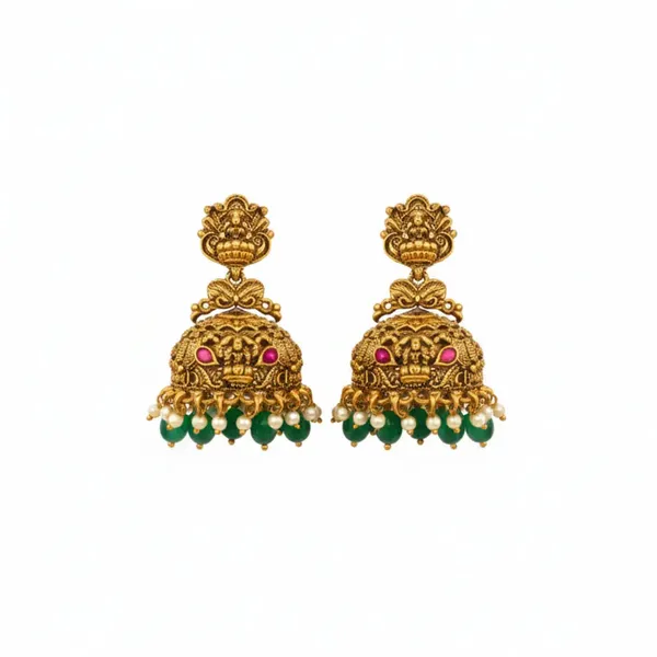 Bridal_Temple_Jewellery_Short_Necklace_Set_With_Laxmi_Design_Gold_Plated_J_1236_Red