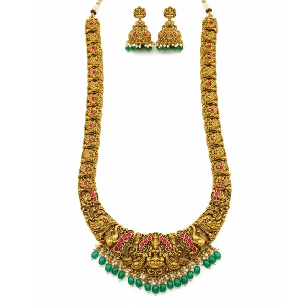 Ethnic_Temple_Jewellery_Long_Necklace_Set_With_Laxmi_Design_J_1237_Red