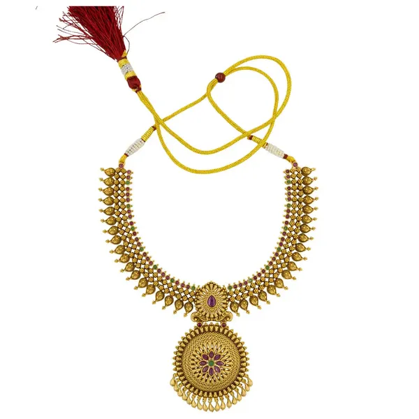 Intricate_Temple_Short_Necklace_K_1534_Red