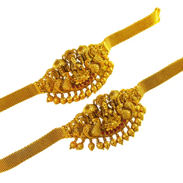 Bridal_Temple_Jewellery_Baju_Band_With_Laxmi_Design_Gold_Plated_Armlet_Red