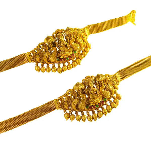 Bridal_Temple_Jewellery_Baju_Band_With_Laxmi_Design_Gold_Plated_Armlet_Red