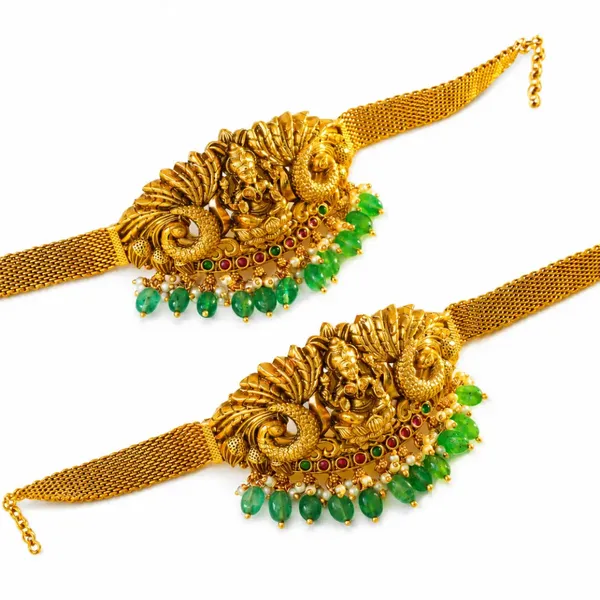 Traditional_Temple_Jewellery_Baju_Band_For_Brides_Gold_Look_Armlet_V_1692_Green