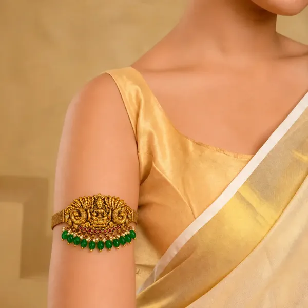 Traditional_Temple_Jewellery_Baju_Band_For_Brides_Gold_Look_Armlet_V_1692_Green
