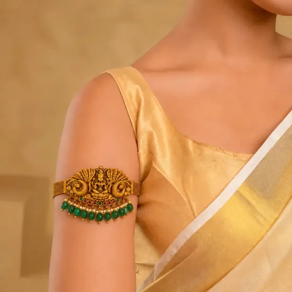 Traditional_Temple_Jewellery_Baju_Band_For_Brides_Gold_Look_Armlet_V_1692_Green