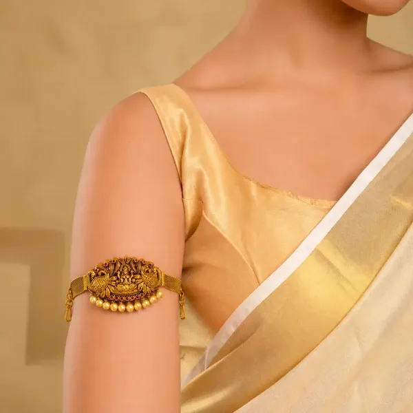 South_Indian_Temple_Jewellery_Baju_Band_Bridal_Gold_Plated_Armlet_V_1690_Red