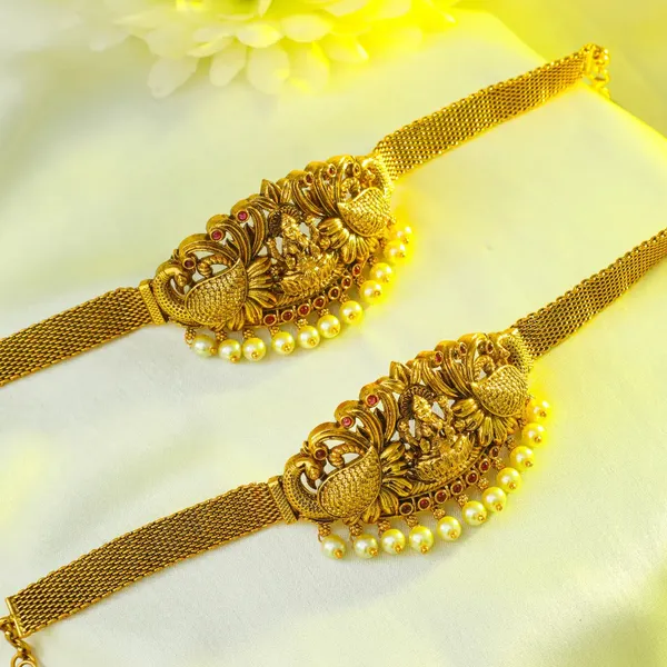 South_Indian_Temple_Jewellery_Baju_Band_Bridal_Gold_Plated_Armlet_V_1690_Red