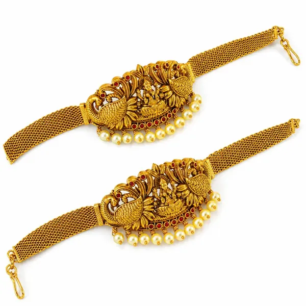 South_Indian_Temple_Jewellery_Baju_Band_Bridal_Gold_Plated_Armlet_V_1690_Red