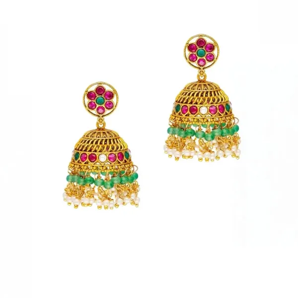Kundan_Lakshmi_Temple_Short_Necklace_Set_K_1698_Green
