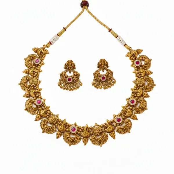 Antique_Gold_Temple_Necklace_Set_South_Indian_Bridal_J_936_Green