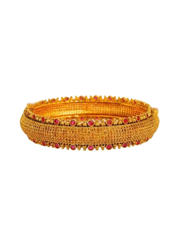 Antique_Temple_Gold_Platted_Bangles_With_Ruby_Stones_V_2249_Red