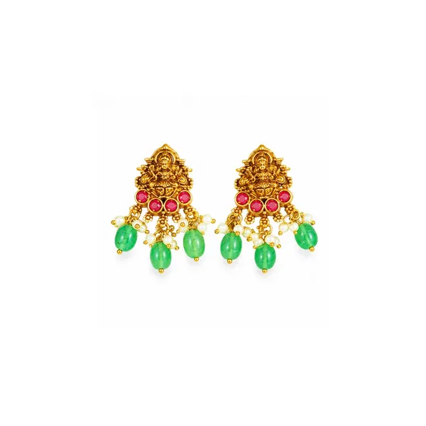 Lakshmi_Temple_Jewellery_Bridal_Choker_Set_With_Green_Stone_Drops_J_479_Red