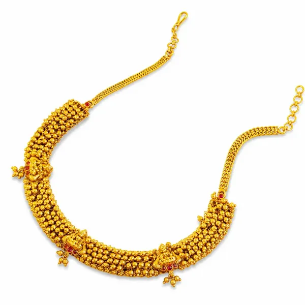 Antique_Temple_Jewellery_Short_Necklace_Set_For_South_Indian_Bridal_Wear_K_1877_Red