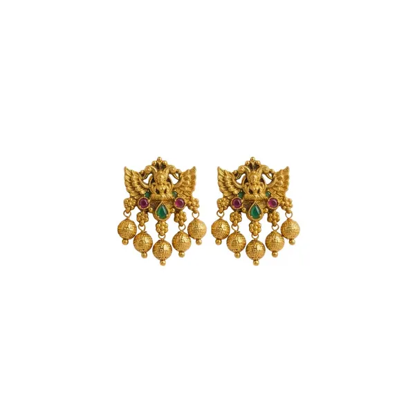 Gandaberunda_Temple_Jewellery_Pendant_Set_With_Long_Beaded_Chain_T_78_Green