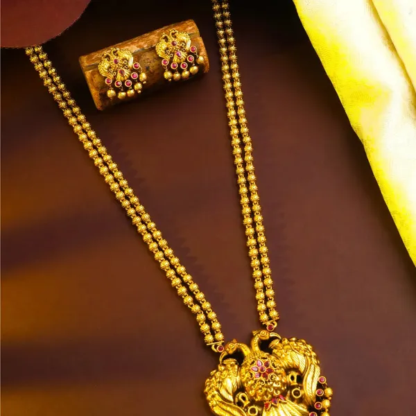 Antique_Gandaberunda_Temple_Jewellery_Pendant_Set_With_Beaded_Chain_T_79_Red