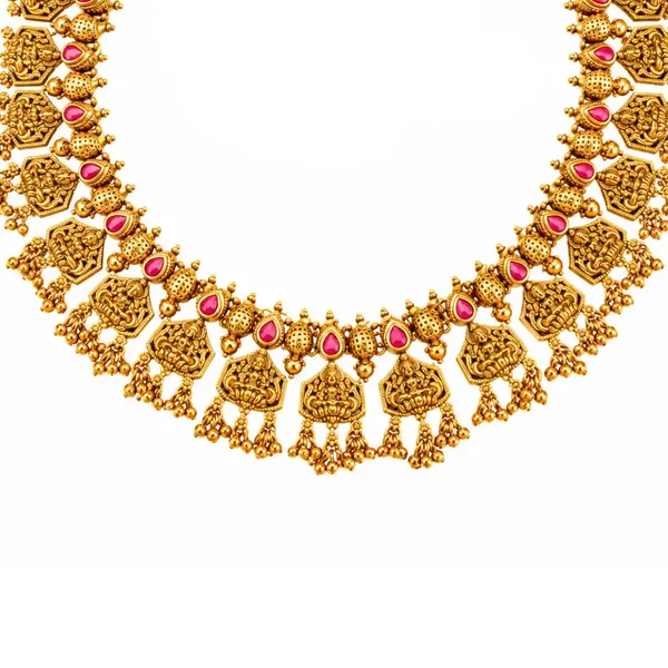 Lakshmi_Temple_Jewellery_Short_Necklace_Set_With_Jhumka_Earring_J_939_Red