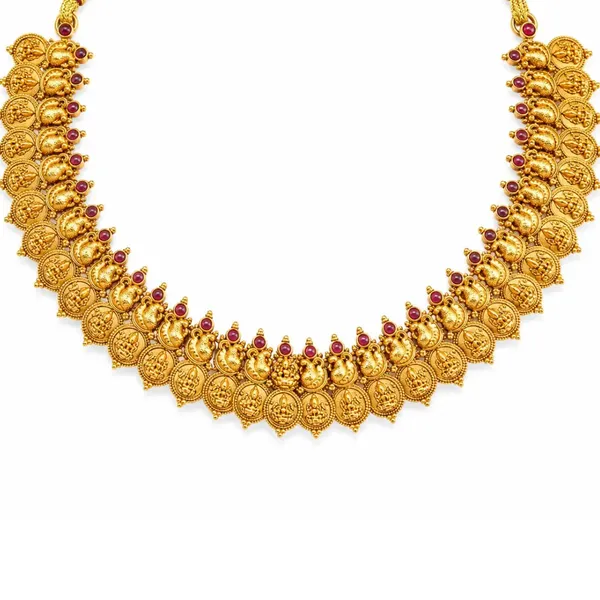 Lakshmi_Coin_Temple_Jewellery_Short_Necklace_Set_K_1803_Red