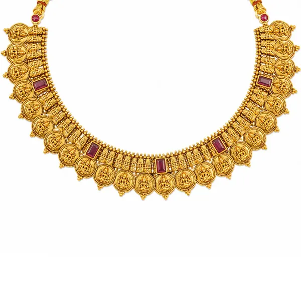 Haritha_Lakshmi_Temple_Jewellery_Short_Necklace_Set_With_Green_Stones_K_1805_Red