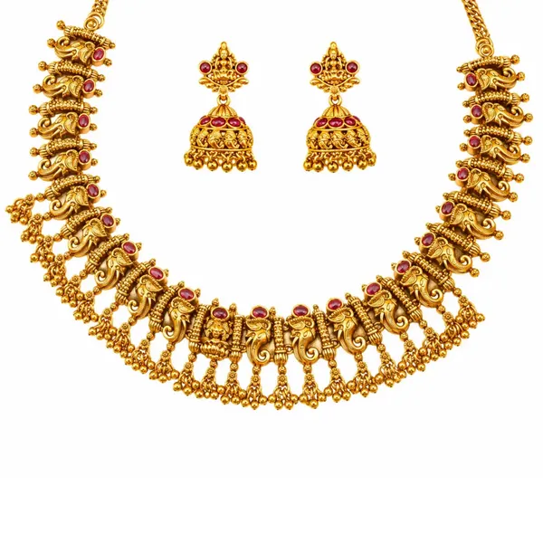 Makara_Kemp_Temple_Jewellery_Short_Necklace_Set_With_Red_Stones_K_1869_Red