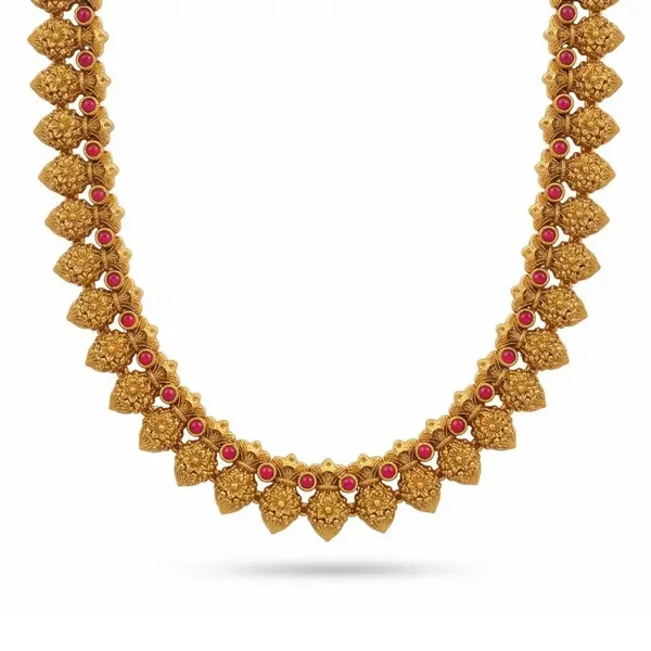 Devi_Bindu_Temple_Jewellery_Short_Necklace_Set_With_Stone_Detailing_J_949_Red