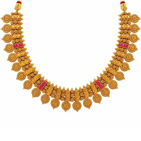 Rekha_Chakra_Temple_Jewellery_Short_Necklace_Set_With_Circular_Motifs_J_828_Red