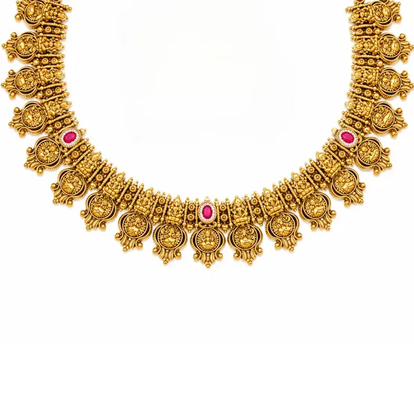 Shri_Devi_Pada_Temple_Jewellery_Short_Necklace_Set_With_Motif_Work_J_941_Red