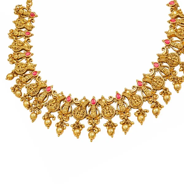Deepa_Neela_Temple_Jewellery_Short_Necklace_Set_With_Blue_Stones_J_827_Red