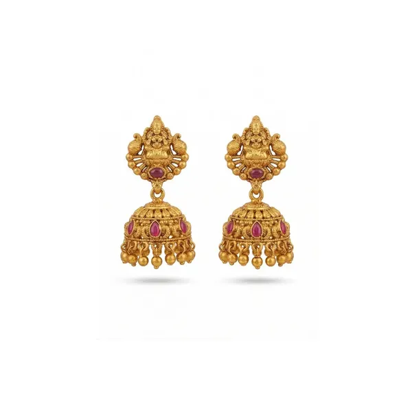 Patra_Ghungroo_Temple_Jewellery_Short_Necklace_Set_With_Bead_Drops_K_1845_Red