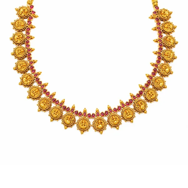Subhadra_Kasu_Temple_Jewellery_Short_Necklace_Set_With_Coin_Motifs_K_1804_Red