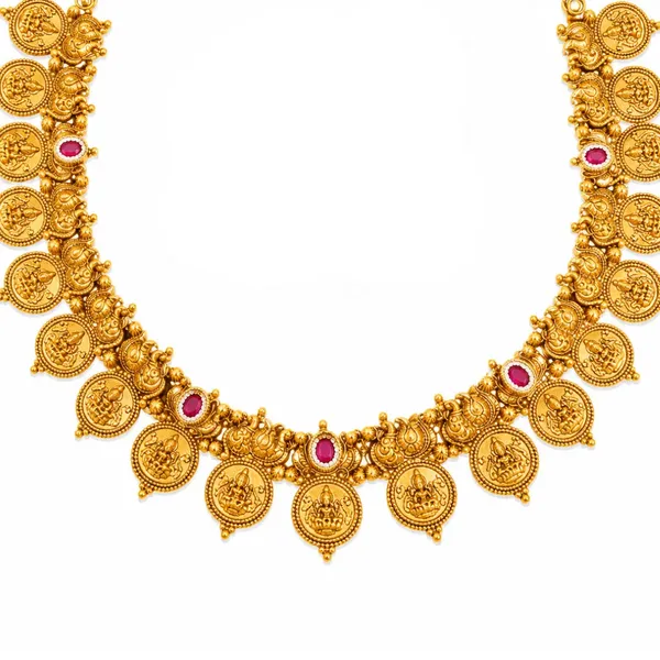 Lakshmi_Kasu_Temple_Jewellery_Short_Necklace_Set_With_Coin_Design_J_938_Red