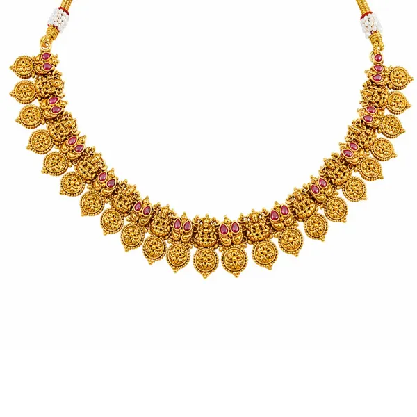 Mangala_Dori_Temple_Jewellery_Short_Necklace_Set_With_Thread_Design_K_1801_Red