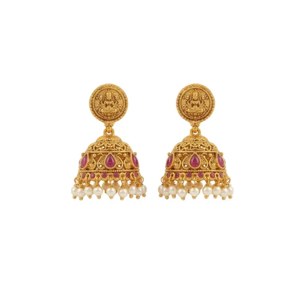 Kamala_Mukta_Temple_Jewellery_Short_Necklace_Set_With_Pearl_Motifs_K_1844_Red